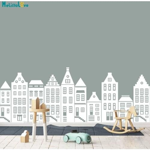 Nursery Houses Wall Stickers Nursery Dutch House Decals Kids Room Decor Girls Boys Gift Removable Murals YT5310