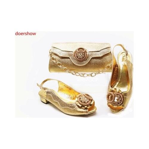 Doershow cyrstal wedding shoes with matching bags woman shoe and bag set fashion shoes women Pumps SBR1-10