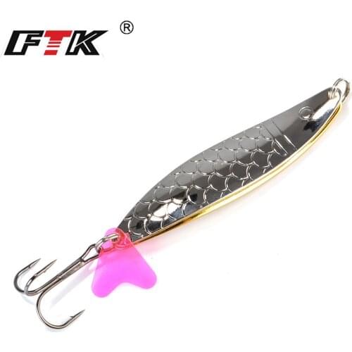 FTK Fishing Metal Plate Marine Cut 2 Extra Strong 24/28/35g Simulate Scales Single and Doule Sequins With Zinc Alloy Material