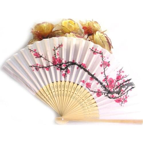 Chinese Plum Blossom Folding Hand Fans Dancing Fan Vintage Bamboo Fan Party Wedding Gifts Home Decorations