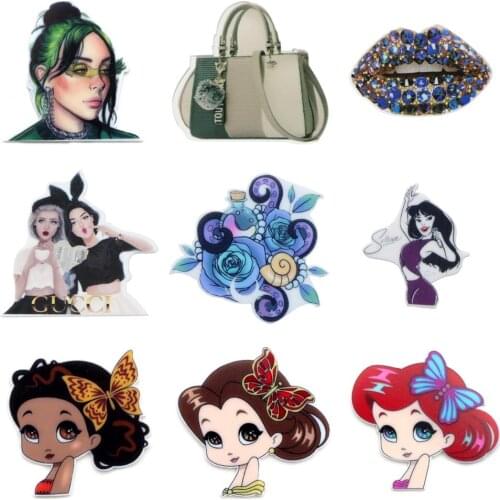 Beauty Girl Lady Flat Back Planar Resin Cabochon DIY Acrylic Ear Studs Accessories DIY Mobile Phone Case Headband,5Yc19713