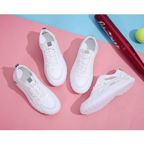 2021 New Shoes Female Summer New Breathable Casual Sneakers Mesh Flats Students Vulcanize Shoes White Pink Hot Women Sneakers