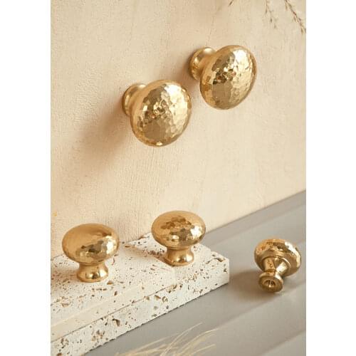 Brass Handmade Hammered Cabinet Knobs Nordic Drawer Pull Handle Wordrobe Handles Textured Handle For Kitchen Bedroom Bathroom
