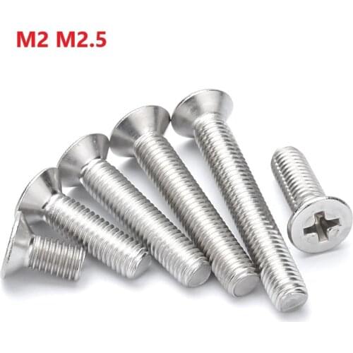 M2 M2.5 Cross Recessed Countersunk Screws 304 Stainless Steel Phillips Flat Head Machine Bolts 3 4 5 6 8 10 18 20 45 50 55 60mm