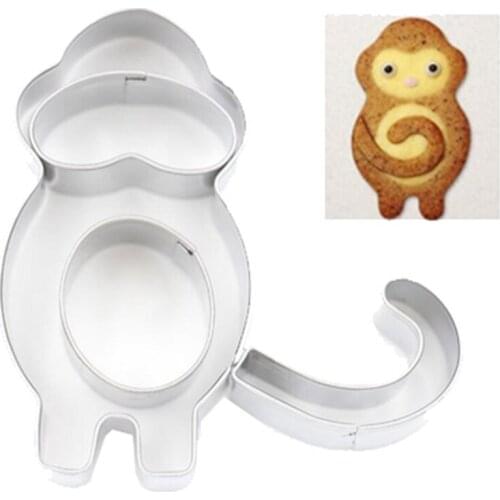 Metal Cookie Cutters Stainless Steel Fondant Chocolate Monkey Biscuit Moulds Frame Animal Cake Decorating Molds Baking Tool