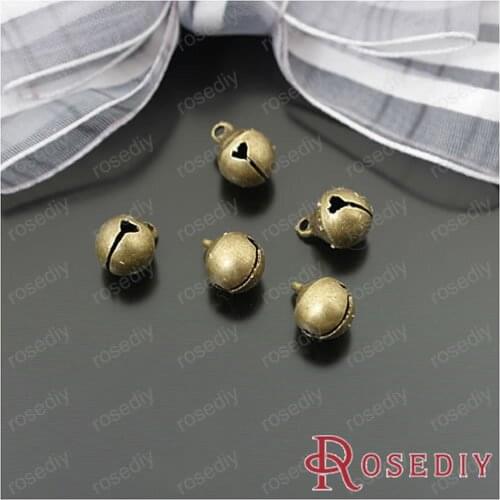 Wholesale 8mm Antique Bronze Copper Shell Steel Bead Bells Diy Jewelry Findings Accessories 100 pieces(JM5169)