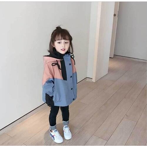 Autumn girls jacket childrens short windbreaker baby hooded jacket zipper shirt Korean version