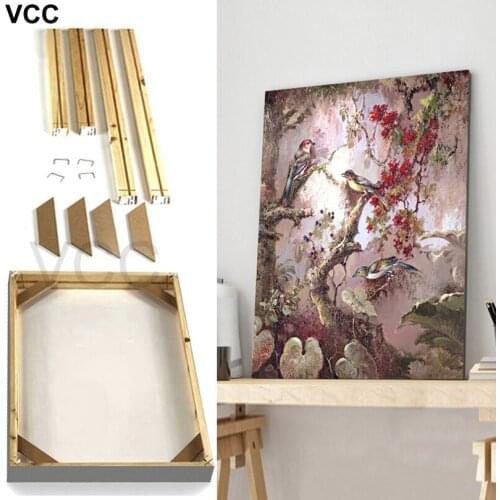 Canvas Painting Natural Wooden DIY Frame With Painting Flower Wall Pictures For Living Room,DIY Assembly Decorative Painting