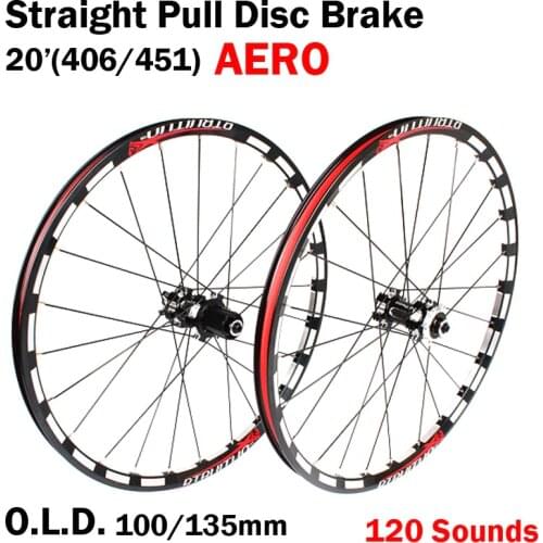 Straight Pull 20 inch Disc Brake 406/451 O.L.D. Front 100mm Rear 135mm Clincher Fold bike BMX Wheelset Wheel UD Matt
