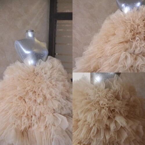 Puffy Ball Gown Tulle Tutu Maxi Skirt for Women Lush Tiered Ruffled Unique Wedding Skirt for Prom Party High Quality Saia Faldas