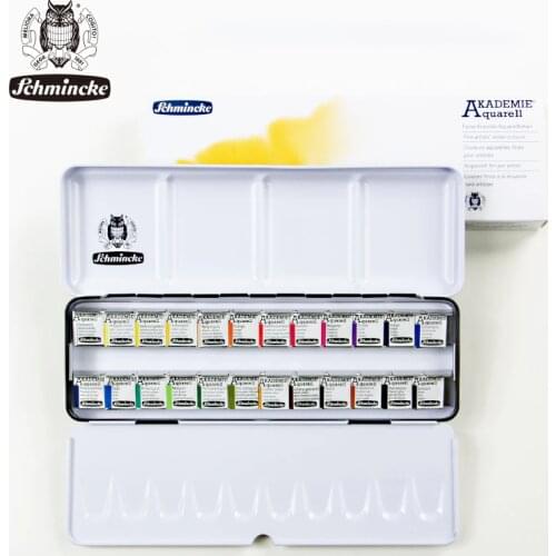 Schmincke Solid WatercolorPaints/Pigments Half/Full Pan 10/12/24 ColorsAKADEMIE & HORADAMArt Professional Solid Aquarell Pigment