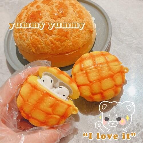 Cute Wireless Bluetooth Earphone Case for Airpods pro 1 2 Cases 3D Bread soft Silicone headset Headphone Protector Cover capa