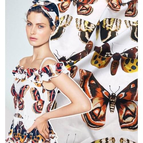 Butterfly printed 100% cotton poplin fabric cloth 140 cm width children pajamas parent-child clothing sewing fabric for dress