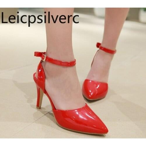 Pumps Spring and autumn new style butterfly Knot Pointed Shallow mouth Buckle Fine heel High heel Womens shoe plus size 30-48