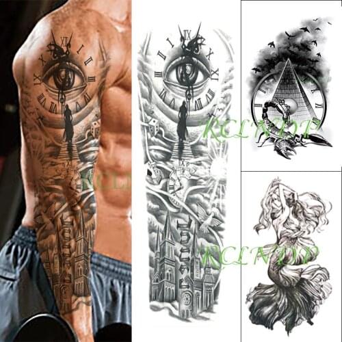 Waterproof Temporary Tattoo Stickers eye clock bird Pagoda mermaid Scorpion fake tatto back flash tatoo sleeve for men women