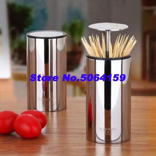 High Quality 304 Stainless Steel Toothpick Box Press Automatic Creative Toothpick Canister Household Items Toothpick Canister