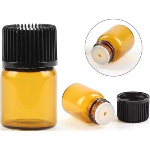 100pcs 1ml glass bottle empty perfume essential oil small bottle with orifice tip, can hold cosmetic container perfume oil bott