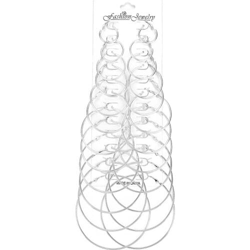 12Pair/Set Simple Style Steampunk Gold Big Circle Hoop Earrings For Women Personality jewerly