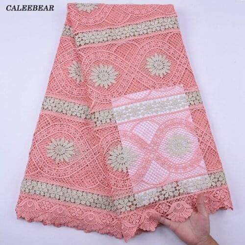 Peach Latest African Lace Fabric 2020 High Quality Cord Lace Nigerian Guipure Lace Fabric Wedding African Cord Lace Fabric S1992