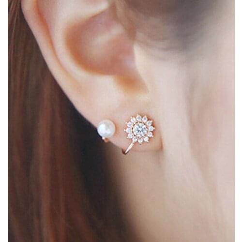 2021 Sweet Fine Snowflake Imitation Pearl Earrings Female Jewelry