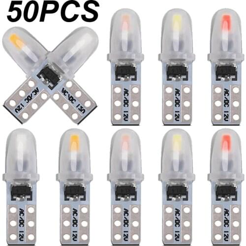 50Pcs T5 W1.2W W3W 74 86 206 Super Bright 2 SMD 3014 LED Bulb Car Interior Light Auto Side Wedge Dashboard Gauge Instrument Lamp