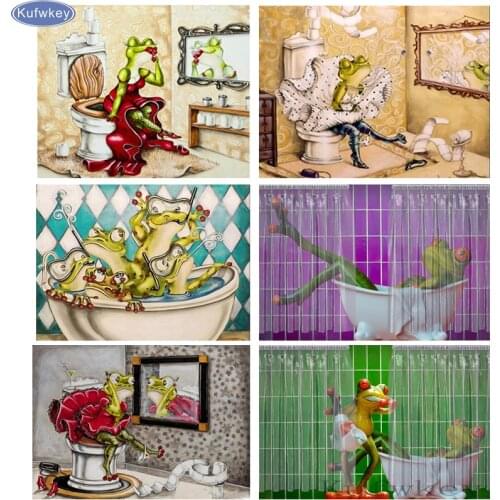 2019 new diamond Painting cartoon Frog bath/toilet full square round drill Pattern mosaic crystal diamond embroidery bathroom N5