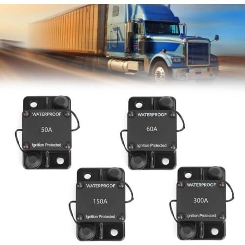 Areyourshop 50A 60A 150 A 300A Car Audio Breaker In Line Circuit Auto Reset AMP Boat 12V-48V DC Fuse