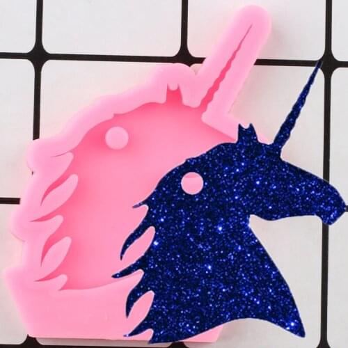 Shiny Unicorn Head Silicone Mold Epoxy Resin Molds Craft Custom Keychain Polymer Clay DIY Jewelry Making Mould Charms Moulds
