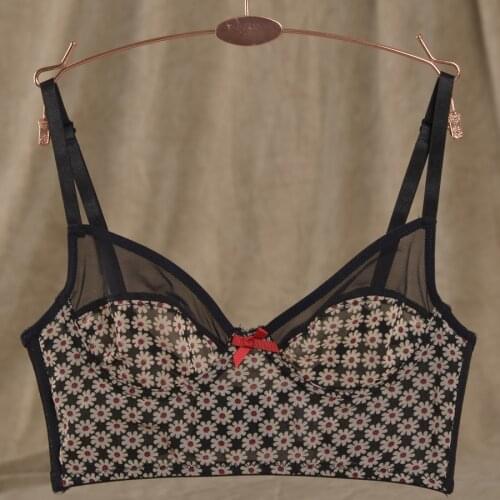 Fashion summer comfortable thin cup no pad bra perspective gauze soft fabric bra ultra wide side gathering underwear female bra