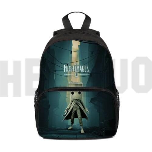 Little Nightmares 2 Backpack Canvas Children Anime Cartoon Mini Rucksack 3D Print Toddler Schoolbag Kindergarten 12/16 Inch Bag