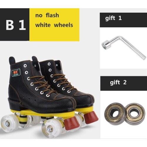 Artificial Lether 4-Wheels Roller Skates Man Woman Outdoor Skating Shoes