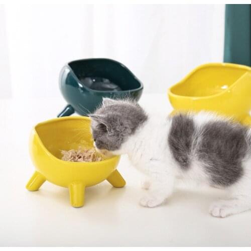 Ceramic cat bowl protect cervical vertebra cat food bowl cat food bowl rice bowl dog food bowl water bowl pet products