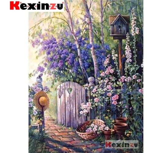 KEXINZU 5D DIY Diamond Painting-Purple garden-Full Square Diamond Embroidery Animal Handcraft Kit Christmas Decoration For Home
