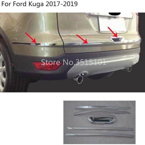Car Body ABS Chrome Rear Back Door Trunk Tailgate Bumper + Door Handle Frame Plate Trim For Ford Kuga Escape 2017 2018 2019 2020