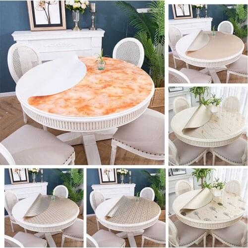 60CM Round Table Cloth Plastic Waterproof Oilproof Table Cover Home Kitchen Pattern Oil Glass Soft Clear Cloth Tablecloth