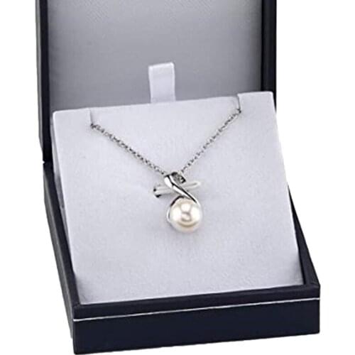Fashion Design Simulated Pearl Womens Necklace Romantic Bridal Wedding Pendant Neck High Quality Silver Color Jewelry