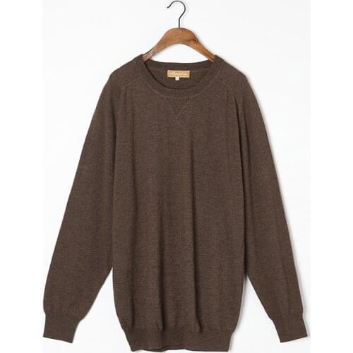 Worsted Yarn 100%Cashmere Sweater Men Thin Pullover Natural Fabric High Quality Coffee Brown Pure Cashmere Sweaters Man