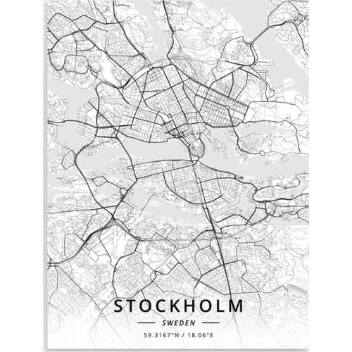 Wall Art Stockholm Sweden Poster Modular Line Map City Canvas Painting Home Decor Living Room HD Prints Smiple Pictures Frame
