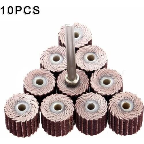 10PCS 10mm Non-woven Nylon Abrasive Flap Wheel Brush Wire Drawing Polishing Burnishing Drum Wheel For Stainless Steel