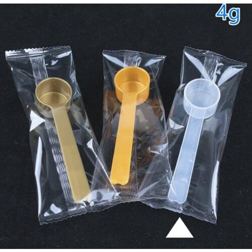 100x Disposable Plastic Measuring Spoons for Coffee Tea Milk Powder 4g 8ml Food Grade PP Transparent Gold