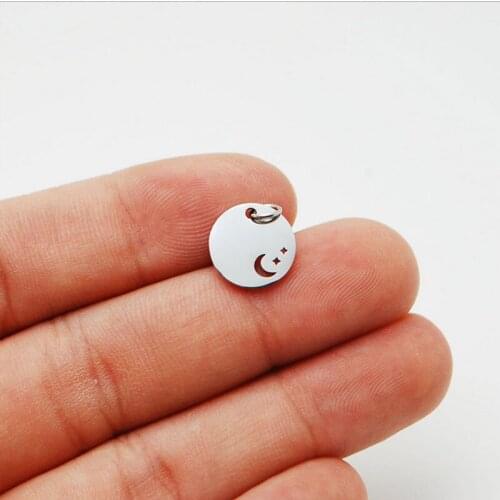 Wholesale 30pc/lot DIY Stainless Steel Charms Round Moon Stars Pendant Jewelry Components Girls Women Making Jewelry