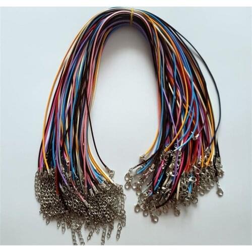 Wholesale HOT Lobster clasp 1.5mm 100pcs mixed Wax Leather Cord necklace rope pendant 45cm jewelry diy pendants