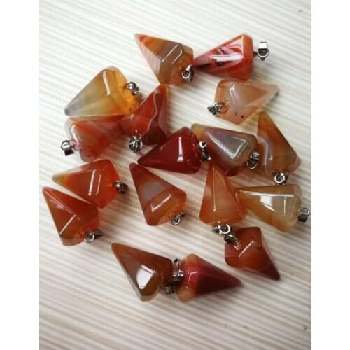 Wholesale 24PC Natural Stone Amethysts Agates Charms Necklace Pendants for Necklace Faceted Balancing Pendulum Jewelry Making