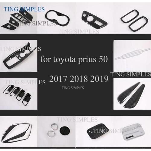 For Toyata Prius XW50 2016-2020 ABS CHROME Car Accessories Carbon Fiber Style Gear Shift Panel Center Console Cover Trim