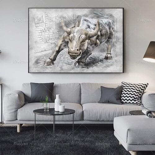 Stock Market Bull Bitcoin Posters And Prints Stock Trading Modern Office Home Decor Hd Wall Art Canvas Painting For Living Room