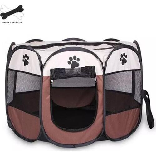 Portable Folding Pet Tent Dog House Cage Dog Cat Tent Playpen Puppy Kennel Easy Operation Octagon Fence 2810