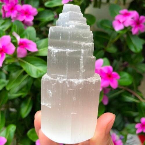 Natural selenite tower gemstone healing energy meditation tower crystal mental clarity quiet mind keep negative energies away