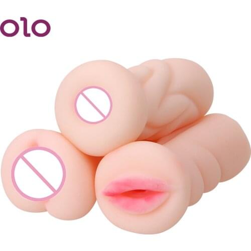 OLO 4D Realistic Deep Throat Male Masturbator Artificial Vagina Mouth Anal Erotic Oral Sex Silicone Sex Toys for Men