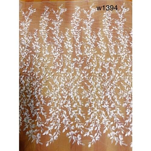 Luxury beaded lace fabric with sequins bridal french tulle lace fabric heavy beaded lace fabric 10 yards/Lot