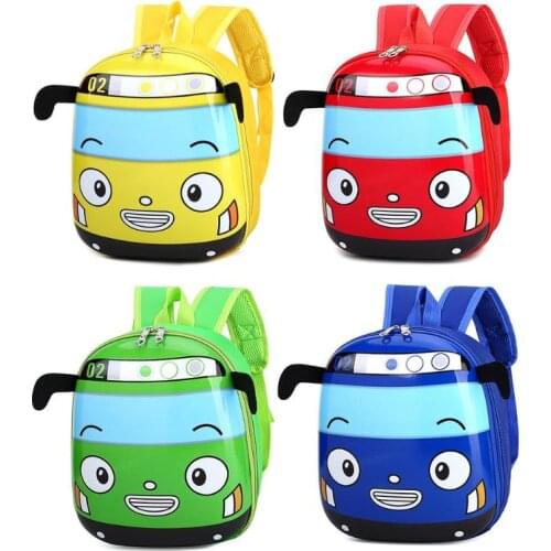 Cute 3D Cartoon Bus Kindergarten Children School Bag Nylon Knapsack Toddler Girls Boys Outdoor Travel Backpack Gift